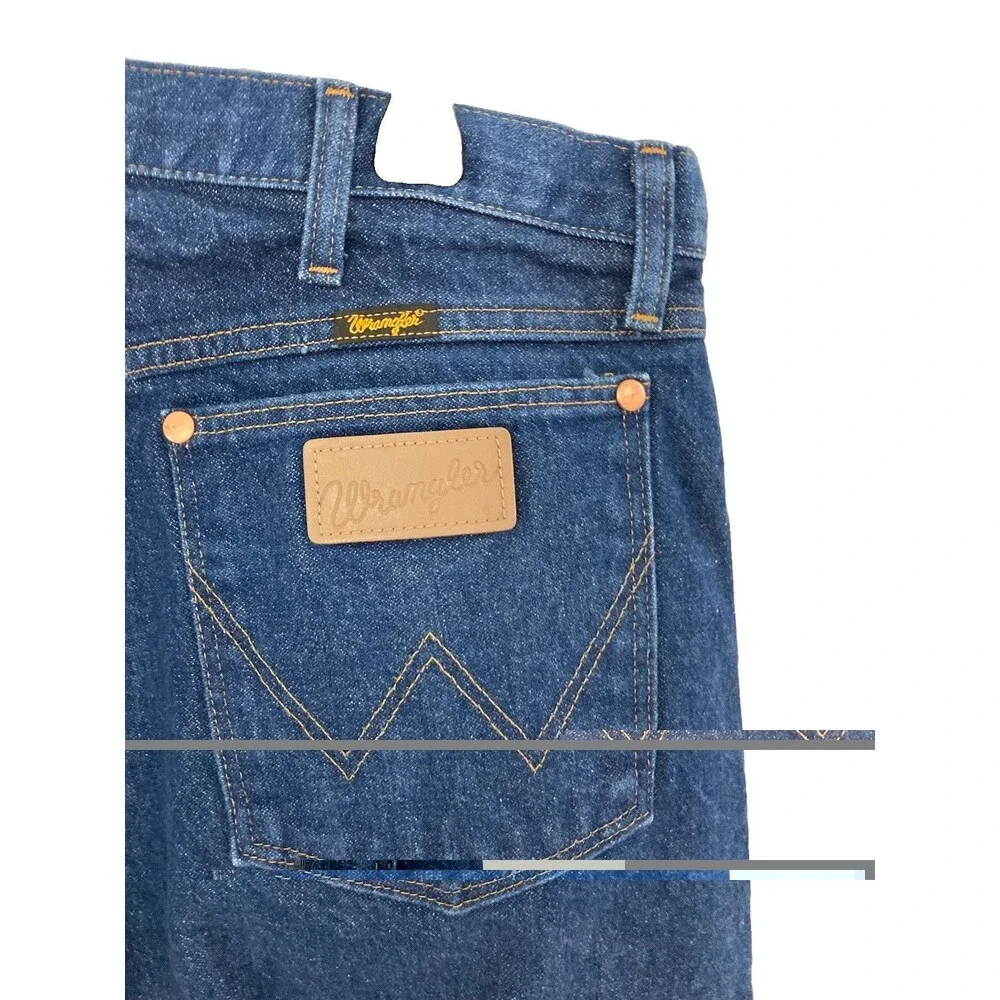Men's Wrangler Cowboy Cut Jeans Rigid Indigo Dark Wash Blue Tag 38x32 Meas 36x32